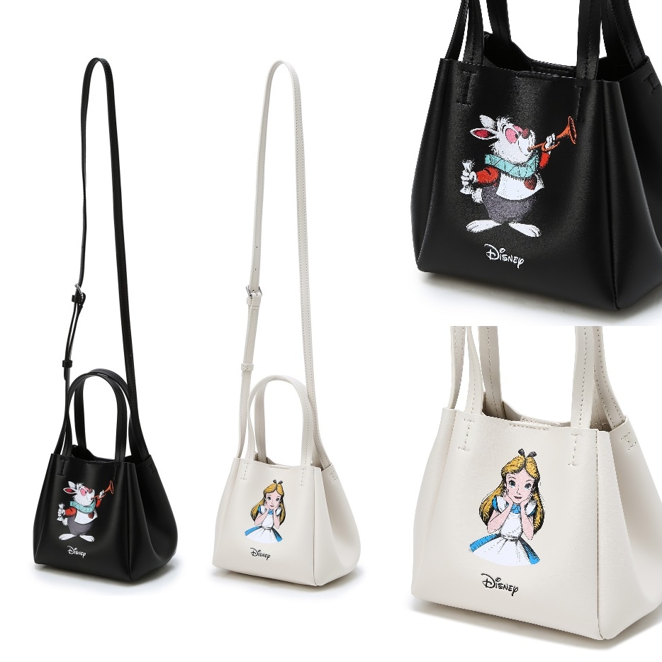 x Disney Alice] Leather mini tote bag 2色 合成皮革 新商品 キャラクター ミニバッグ 学生バッグ デイリーバッグ 韓国ファッション