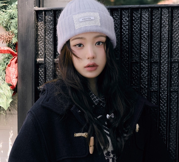 レースラベル アンゴラビーニー ラベンダー