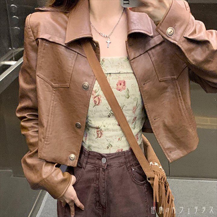 アウター 羽織り ジャケット レザージャケット ショート ショート丈 袖あり 長袖 無地 かわいい 大人可愛い 綺麗 シンプル カジュアル 大人 おしゃれ お洒落 大人女子 こなれ感