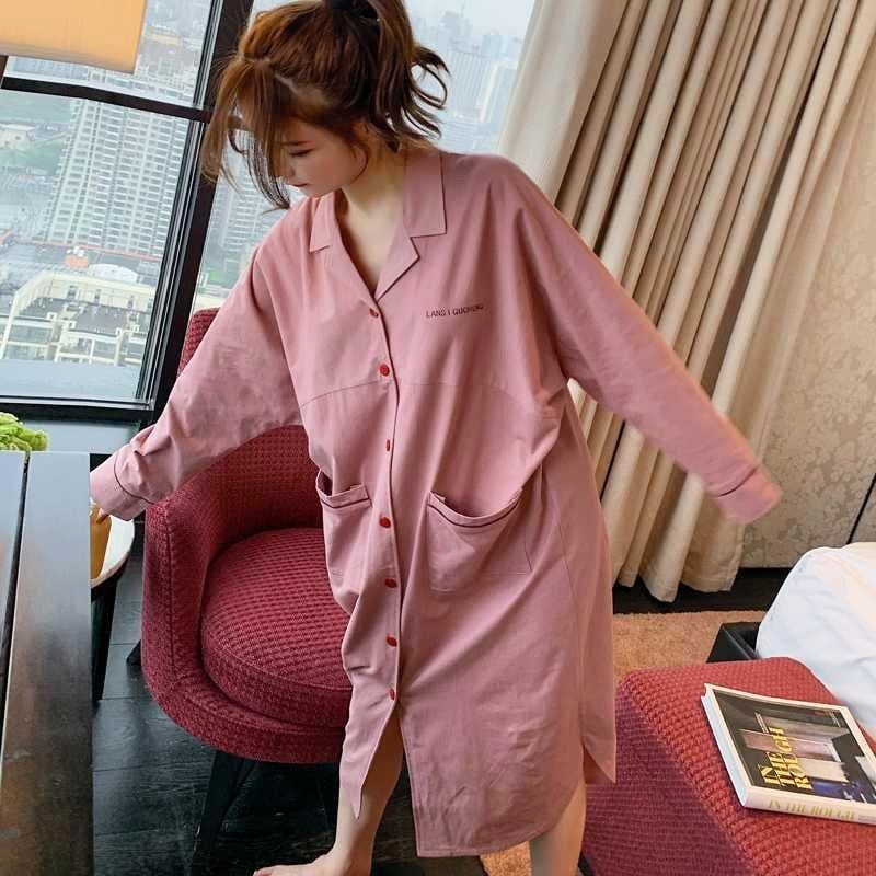 パジャマ ネグリジェ パジャマ レディース 春夏秋 長袖ワンピース 前開きルームウェア vネック 大きいサイズ ネグリジェ ロング丈ナイトロープ部屋着 大人可愛い オシャレ