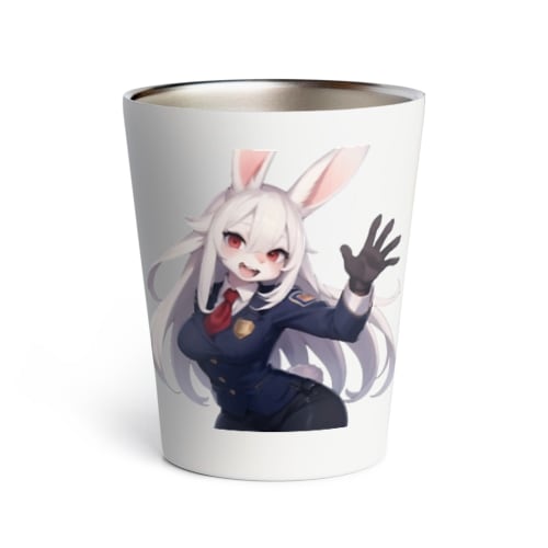 【文字入れ可能受注生産】白うさぎの女の子　ジェニファー　警官 サーモタンブラー