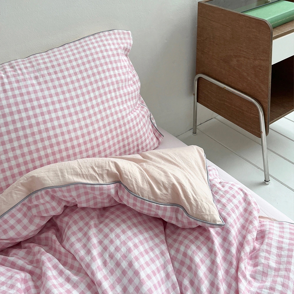 SWEETIE 布団カバー/枕カバー 韓国インテリア コットン100％ お手入れ簡単 ギンガムチェック SS/Qサイズ対応