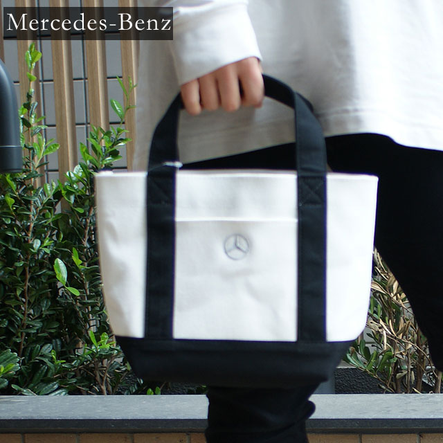メルセデスベンツ Mercedes-Benz ミニトートバッグ キャンバス WHITExBLACK B91302460 277-003027-010