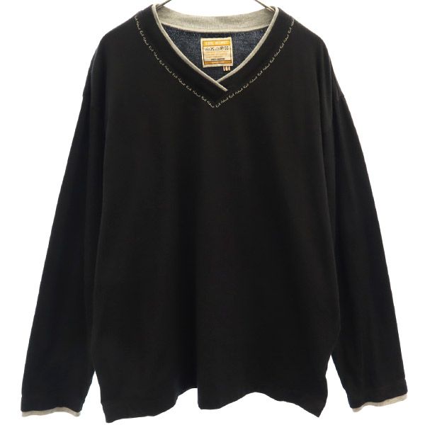 長袖 Vネック Tシャツ M ブラック ロンT メンズ 5,410円