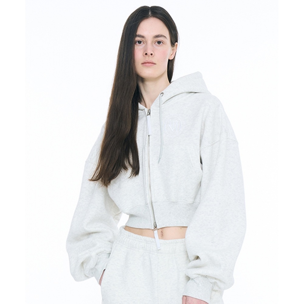 PARTIMENTO レディースクラシックロゴクロップパーカー_メランジ