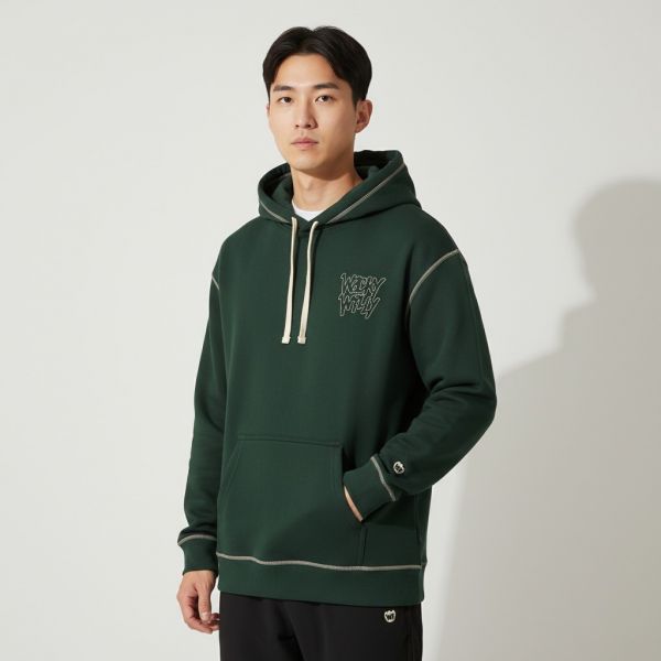 ステッチレタリングフーディ グリーン