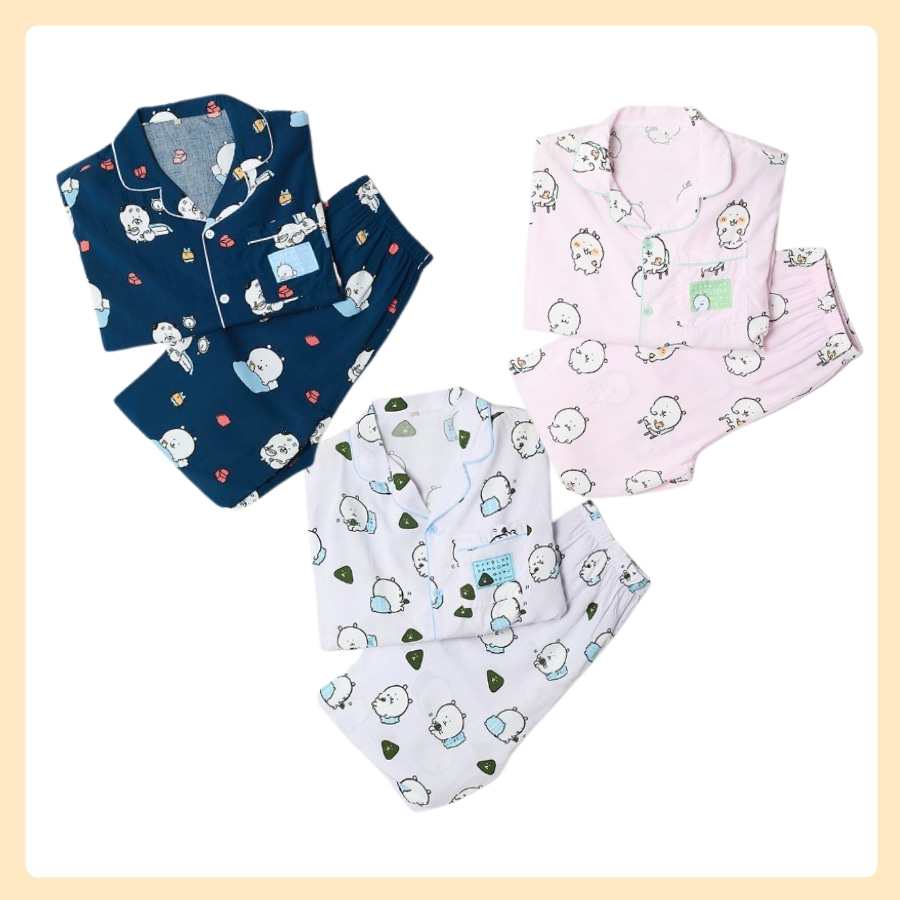 [ナガノのくま/男女共用] 長袖パジャマ 3色 1択