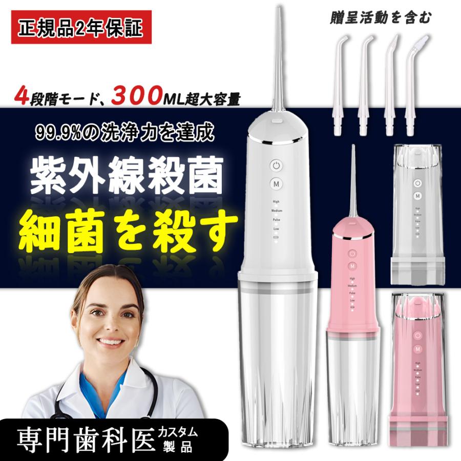 口腔洗浄器 紫外線殺菌 ジェットウォッシャー IPX7防水 超音波 歯石取り 歯垢除去 USB充電式 美歯 歯間洗浄 歯磨き 虫歯予防