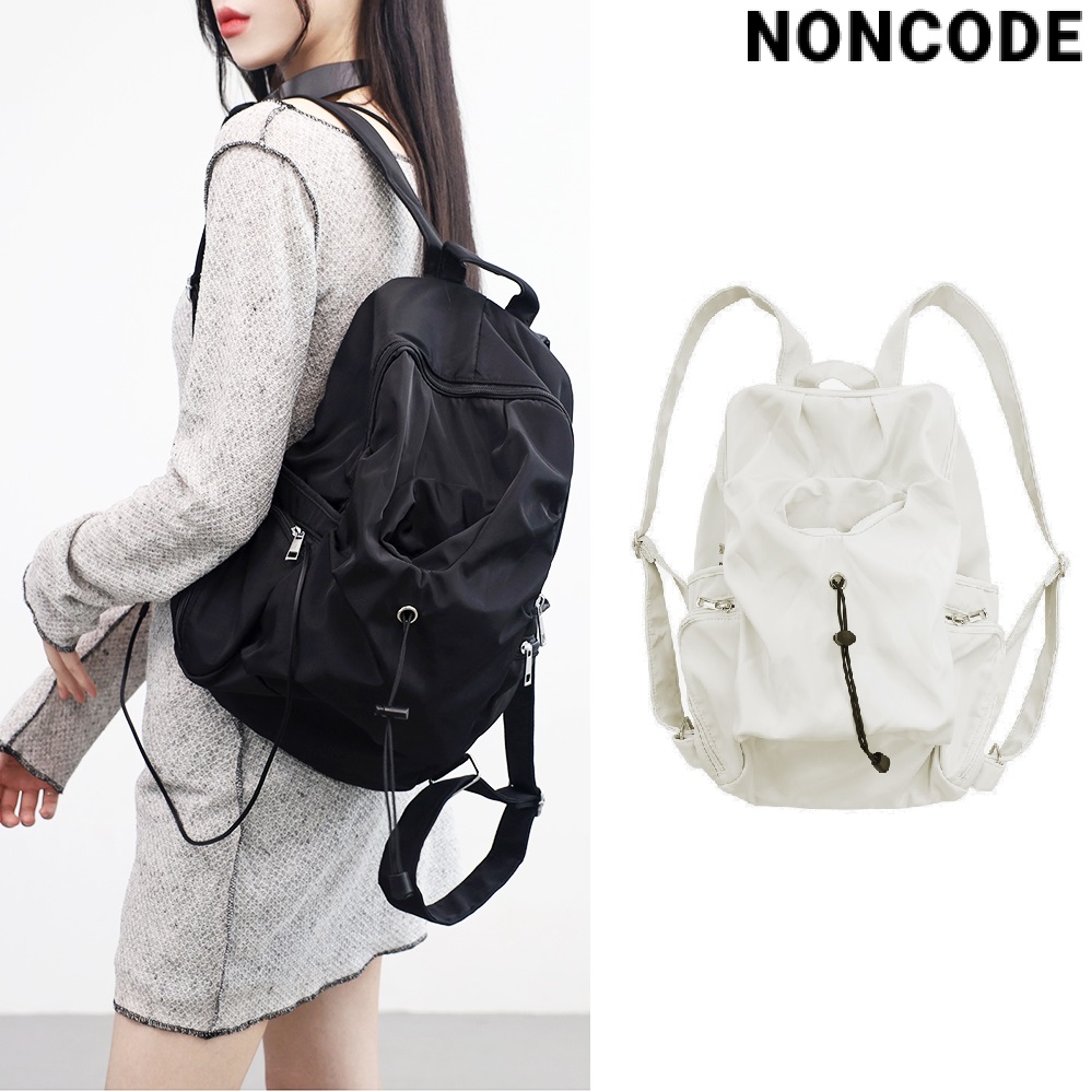 Lenz string nylon backpack 2色 新商品 新学期 韓国人気 韓国ファッション 女性服 男女共用 カップルアイテム ストリートファッション カジュアルバッグ 学生バッグ デイリ