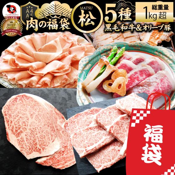 肉 福袋 黒毛和牛入り 肉の福袋 「松福袋」凍眠 テクニカン 牛肉 食品 メガ盛り 総重量1kg超 焼くだけ 解凍するだけ ランキング1位 人気のお肉