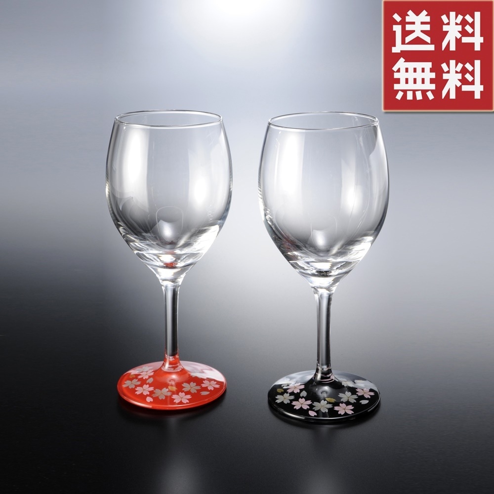 紀州塗り　ぬりもん de Verre　ワインカップ　蒔絵　桜　ペアセット