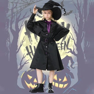 ハロウィーン子供魔法使い衣装舞台パフォーマンス服セット大魔法使いコスプレ服