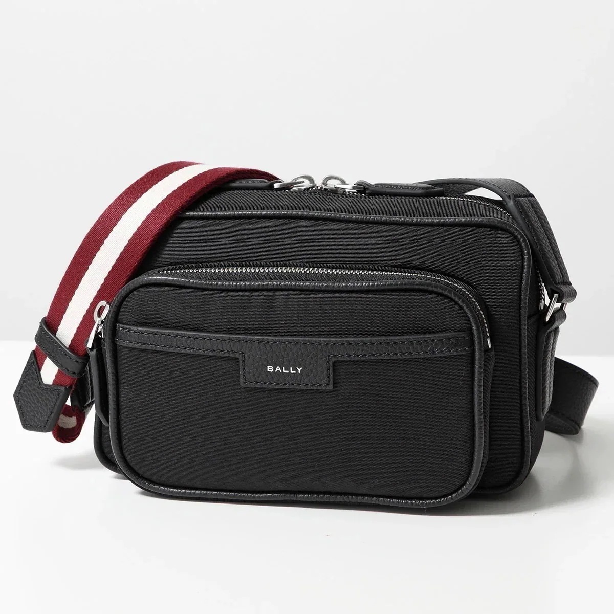 BALLY バリー ショルダーバッグ CODE CROSS EW MAC02N NY223 メンズ クロスボディ ナイロン×レザー ロゴ ストライプ 鞄 U90