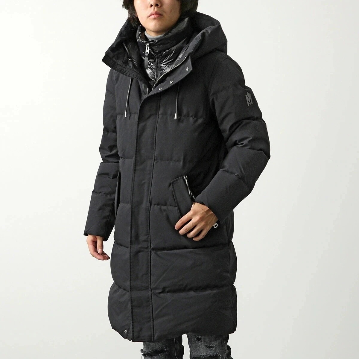 MACKAGE マッカージュ ダウンコート ANTOINE メンズ フード スタンドカラー アウター ロゴ BLACK