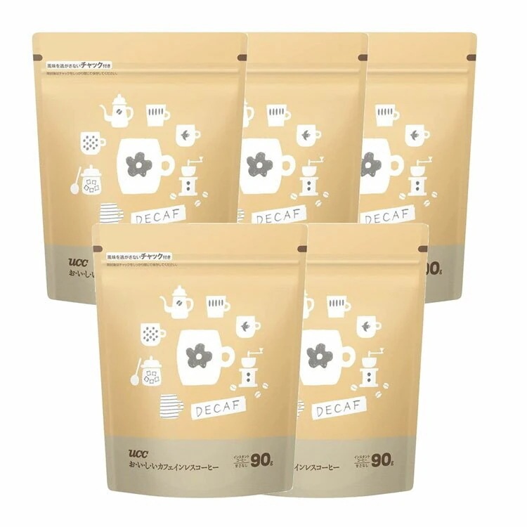 5個セットUCC おいしいカフェインレスコーヒー袋 90g 送料無料 コーヒー インスタントコーヒー メガ割 6,001円