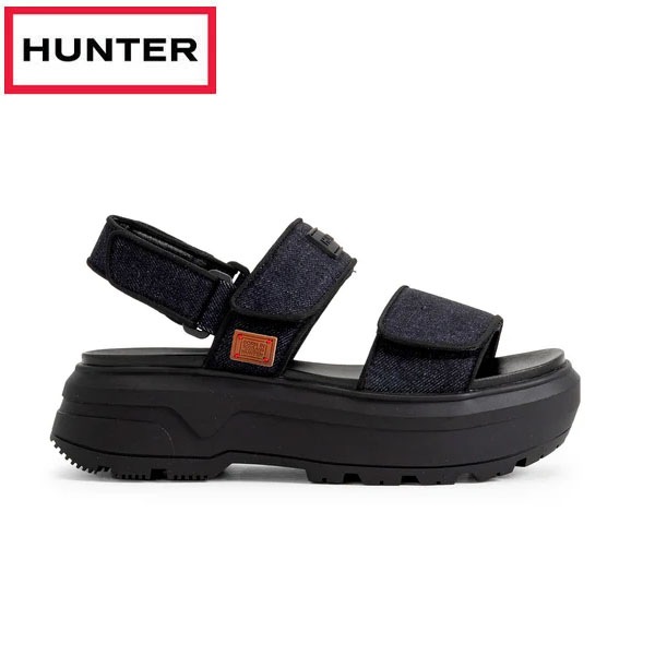 ハンター HUNTER ユニセックス デニム シティ リベル ヒール ストラップ サンダル デニム UFD3110DNM-DNM
