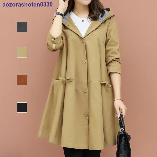 羽織り フード付き アウター トレンチコート コート Aライン レディース ロング丈