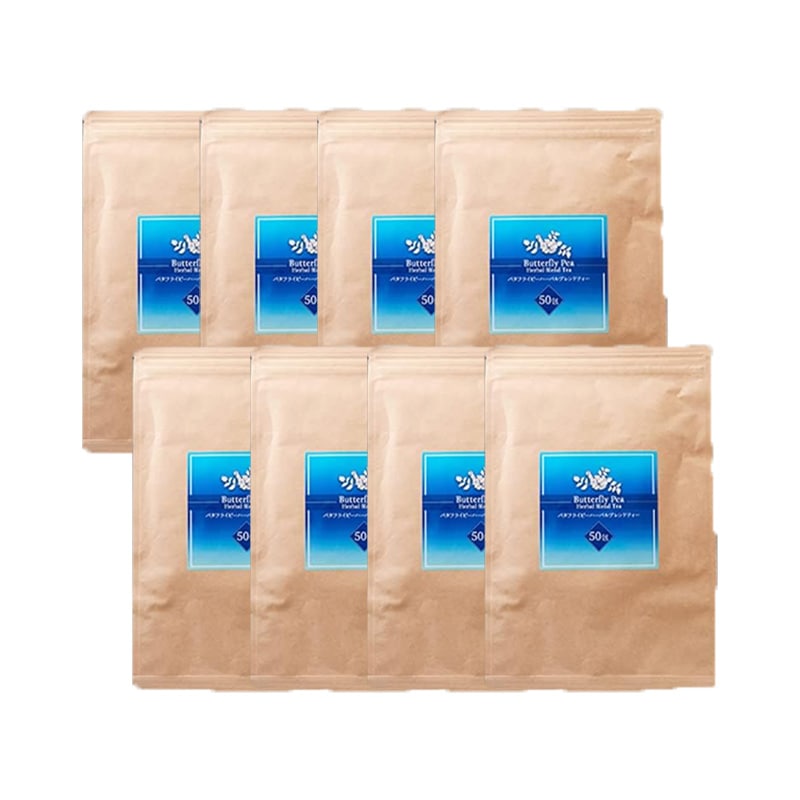 天然生活 バタフライピーハーバルブレンドティー 50包 8袋セット ティーバッグ ハーブティ オレンジピール レモングラス スペアミント