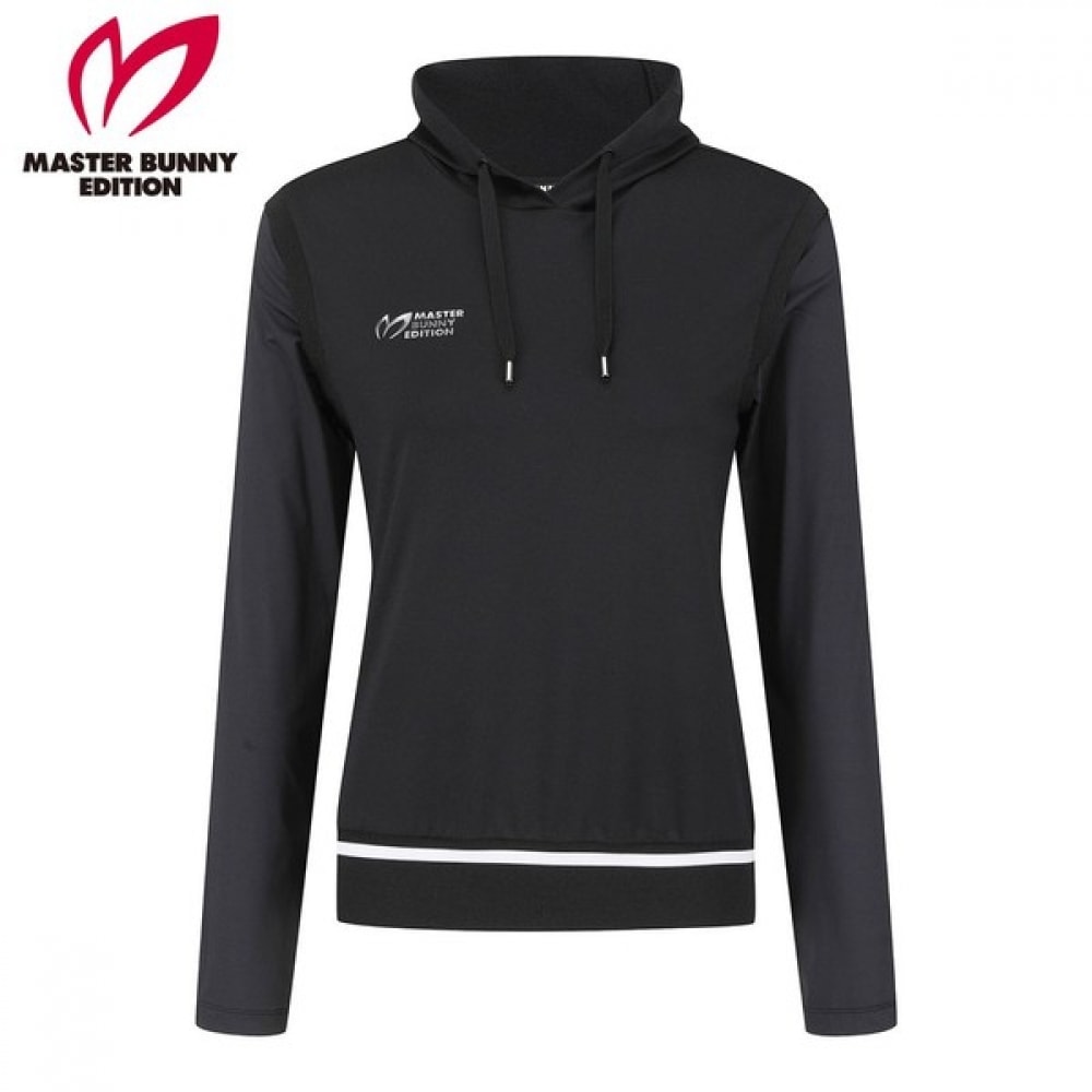 [マスターバニー] レディースクールスリーブフード付きロゴTシャツ