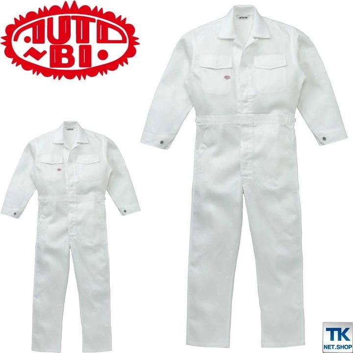 つなぎ ツナギ おしゃれ 作業服 作業着 スタンダードホワイト 白つなぎ 前金属ボタン 続服 ツヅキ オートバイ 春夏 半袖 /ab-1600