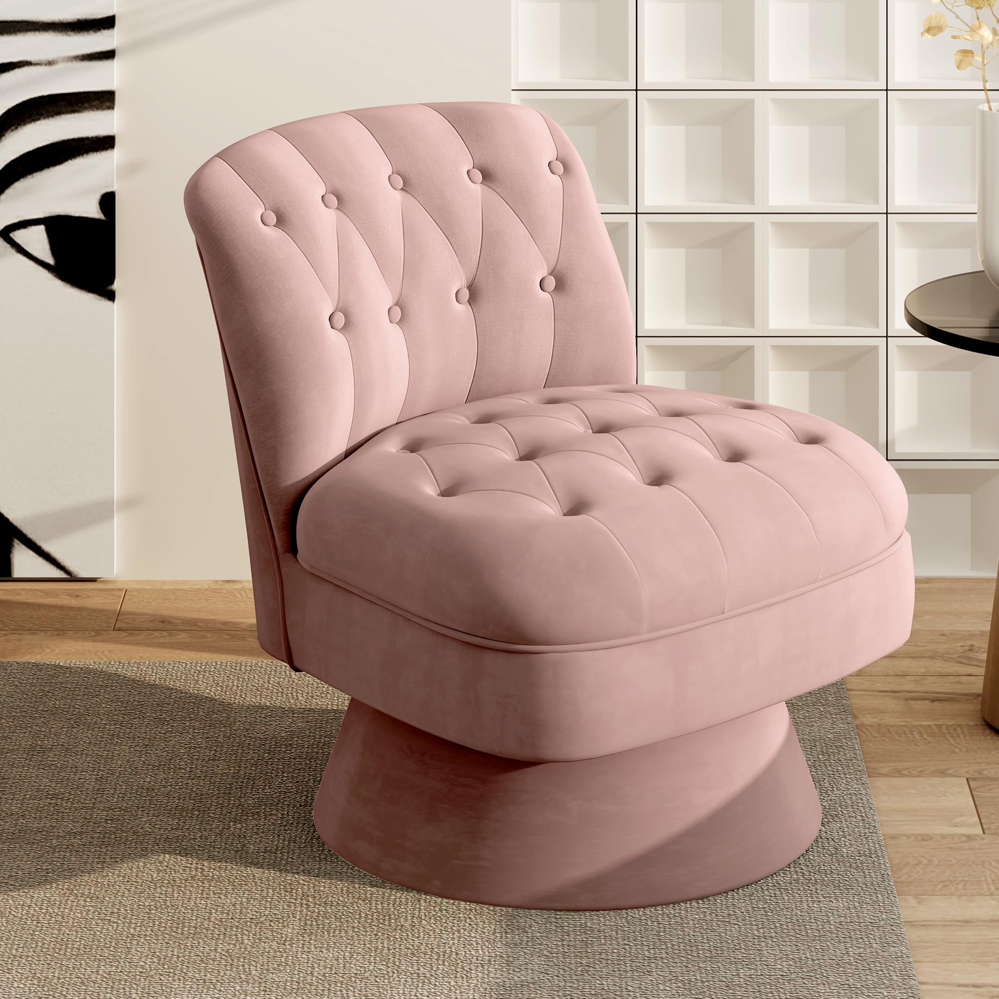 モダンデコ 椅子 ソファー 1人掛け リラックス チェア 回転座椅子 タフトボタン加工の張り地仕様 バレルアクセントチェア サイドコーナー 狭小空間用 360度 リビング ベッドルーム office