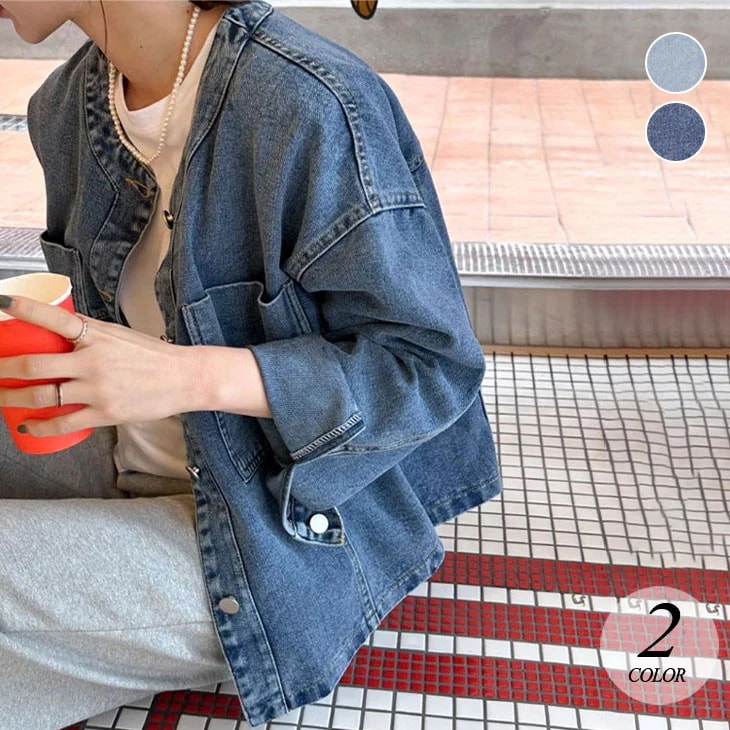 デニム ジャケット 長袖 レディース 秋 冬 ジージャン ジャンパー デニムジャケット カジュアル レトロ ゆったり アウター 羽織り シングルブレスト 七分袖 韓国ファッション