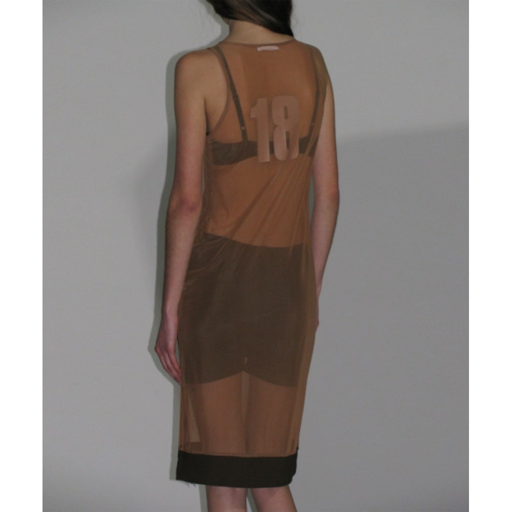 PARTIMENTO レディースナンバリングプリントメッシュドレス_コーヒー