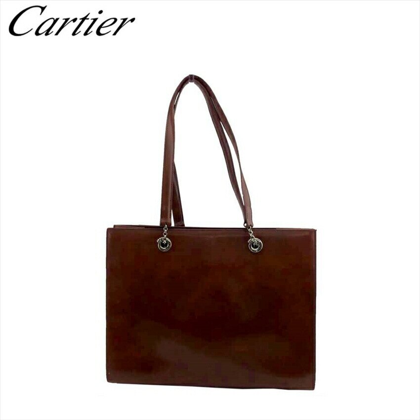 トートバッグ トート ショルダー バッグ パンテール レディース メンズ ブラウン シルバー 中古