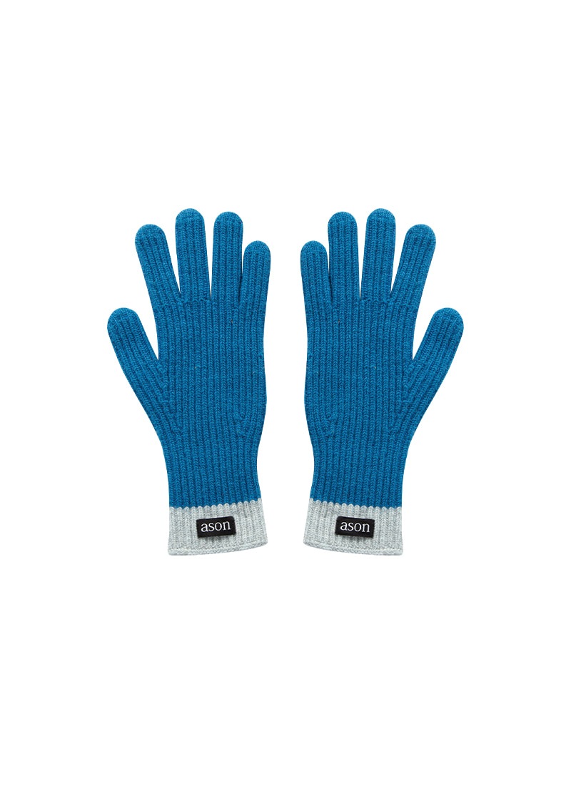 【AS"ON】 AURORA KNIT GLOVES / BLUE 手袋 正規品