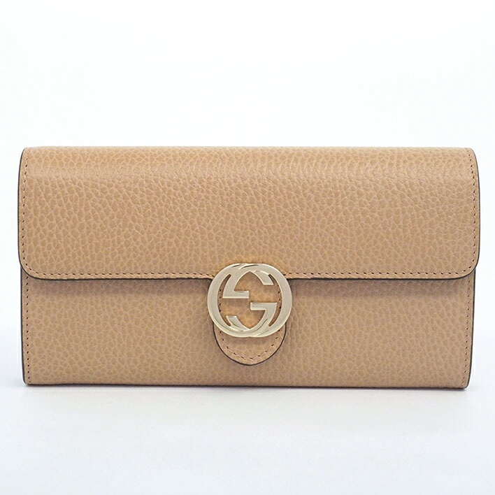 【新品同様】グッチ ダブルＧ ゴールド金具 インターロッキングG レディース 【長財布（小銭入れあり）】