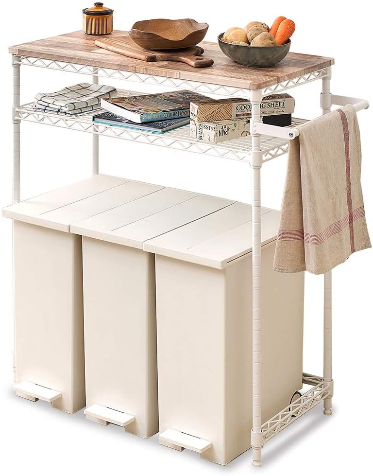 アイリスオーヤマ レンジ台 キッチンラック 幅75×奥行36×高さ90cm ロータイプ 耐荷重80kg メタル ゴミ箱上 組立品 スチール製 CMM-PRL7590 ホワイト 5,271円