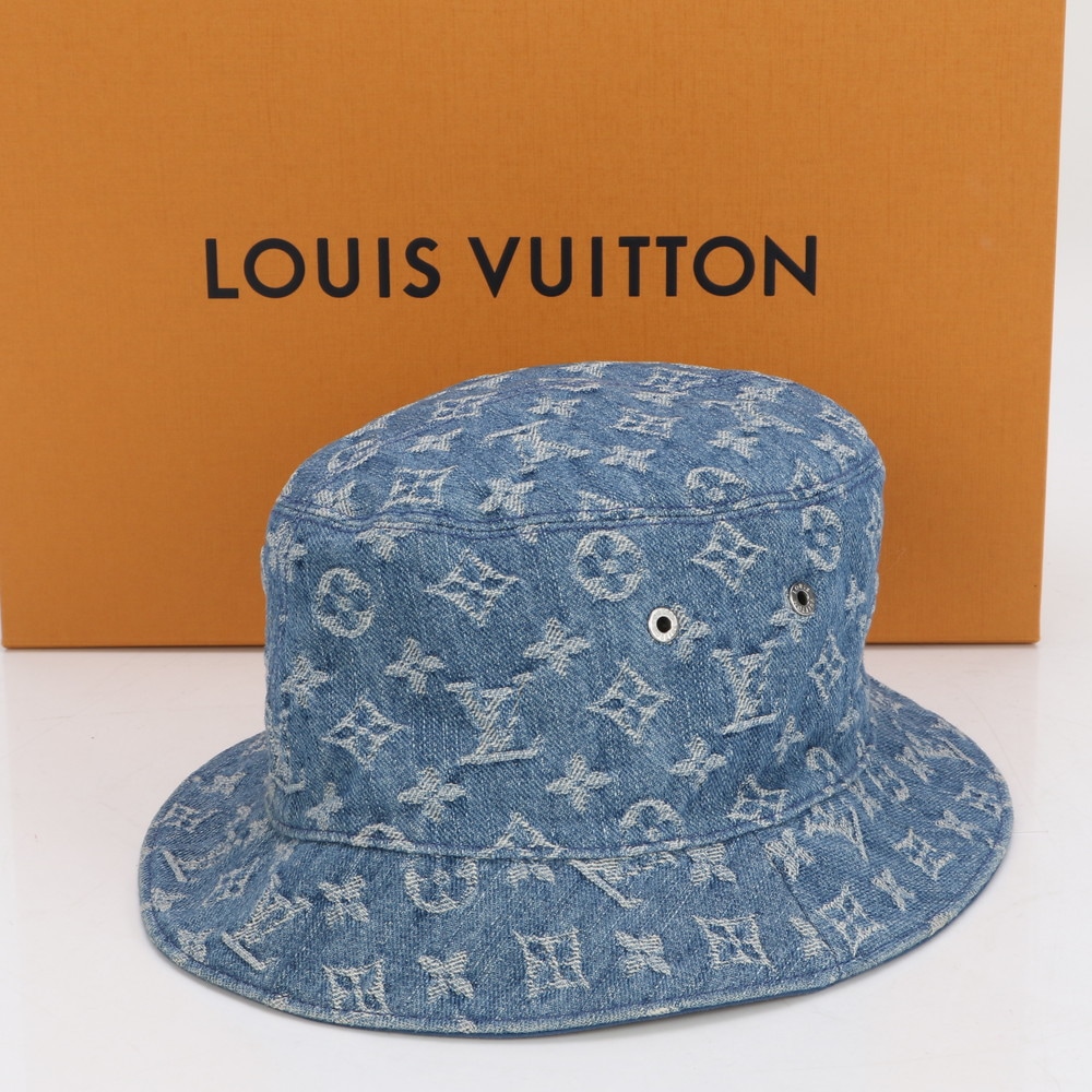美品 現行品 バケット モノグラム エッセンシャル デニム 帽子 キャップ M78773 ハット メンズ EEE BG8-6 中古