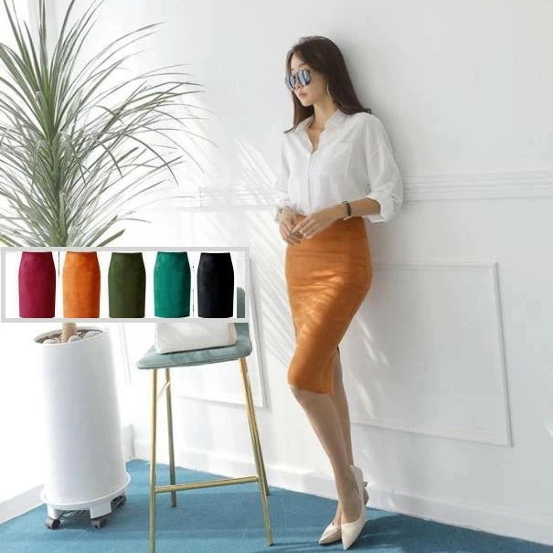 【SNS大人気】タイトスカート ラシャスカート スカート ひざ丈 レディース スカートアム丈 ハイウエスト 通勤 オフィス ビジネス 就活 大きいサイズ 膝丈 普段着 厚手 秋物 冬物 セーム革