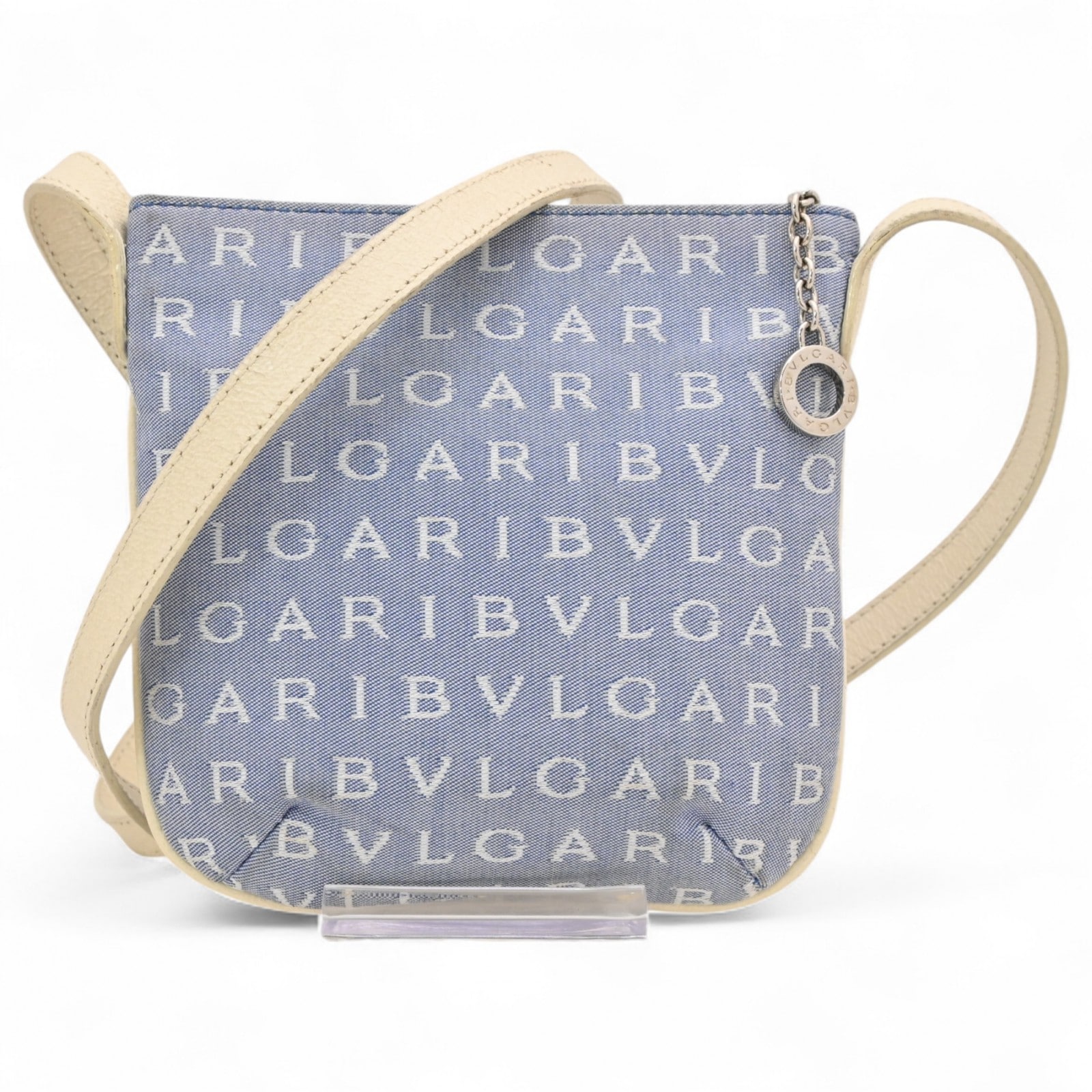 ブルガリ ロゴマニア ショルダーバッグ ブルー Bランク bu8811gr