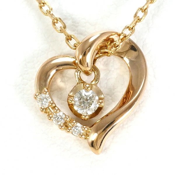 K18 18金 PG ピンクゴールド ネックレス ダイヤ 約40cm ジュエリー 中古