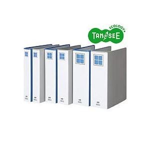 （まとめ）TANOSEE 両開きパイプ式ファイルE A4タテ 80mmとじ 青 10冊