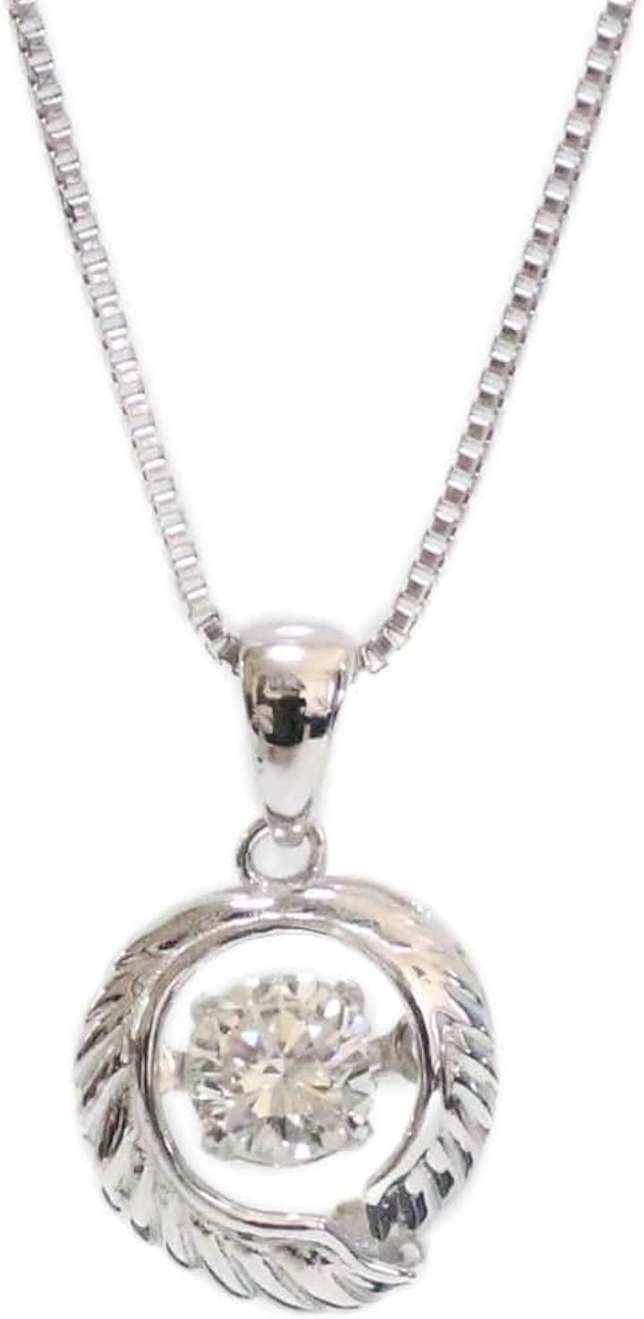 アクセサリー レディース ダンシングストーン 0.15ct K18 揺れる かわいい おしゃれ 人気 ジュエリー ダイヤモンド ネックレス ホワイトゴールド(シルバー)