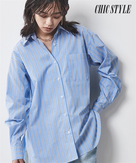 シャツブラウス 大きいサイズ 綿100%バックロングシャツ シックスタイル