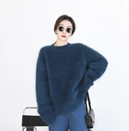 レディース トップス プルオーバー 長袖 Uネック オーバーサイズ もこもこ ふわふわ フェイクファー 大人可愛い ボーイッシュ ルーズ 存在感 無地 秋 冬 学生 アウトドア 旅行 公園 バカンス