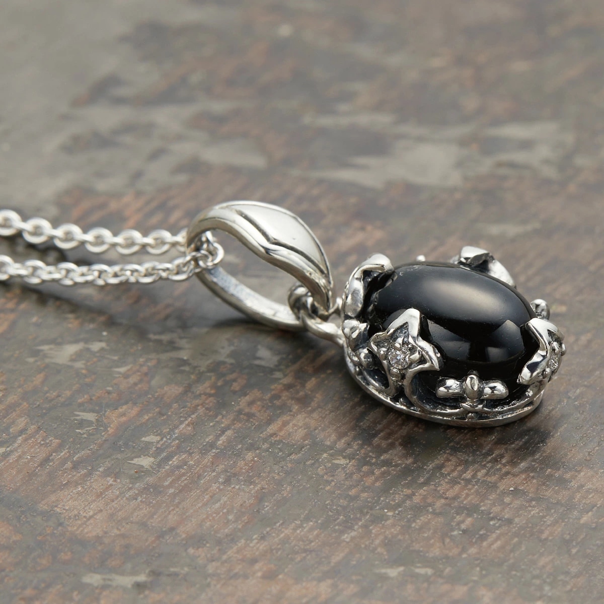 ネックレス メンズ レディース シルバー925 ブラックスター ユリの紋章 フルール・ド・リス