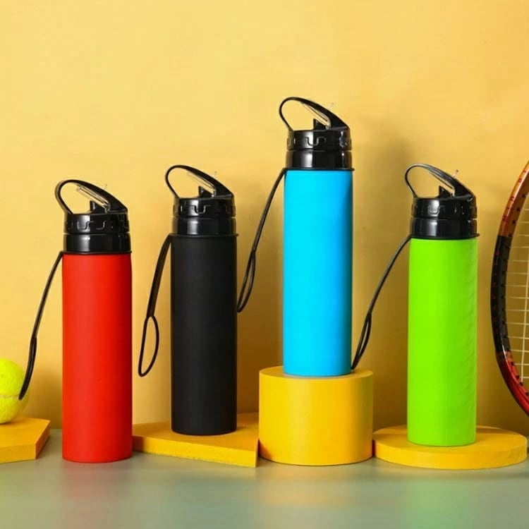 冷蔵 水嚢 持ち運び キャンプ アウトドア ストローボトル 3個セット 折りたたみボトル シリコンボトル 水筒 折りたたみ