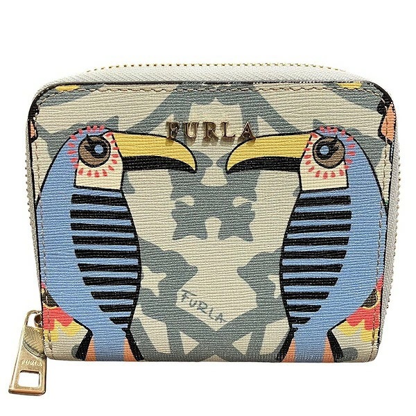 フルラ パビロン マルチカラー レザー ラウンドファスナー 2つ折り財布 レディース 【中古】