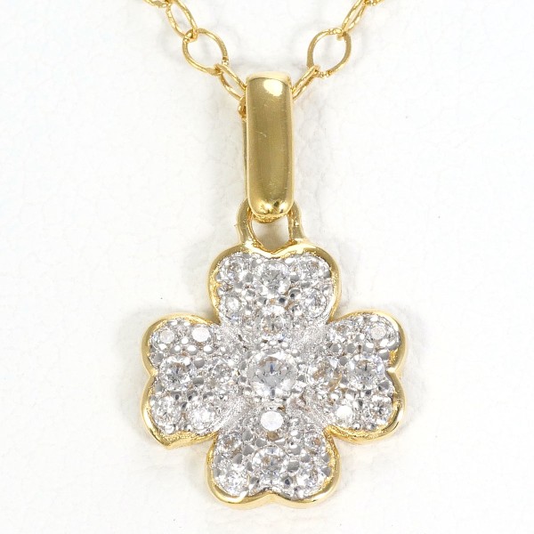 K18 18金 YG イエローゴールドWG ネックレス ジルコニア 約39cm ジュエリー 中古