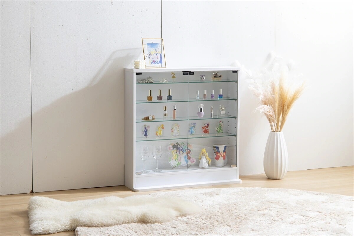 【幅80cm奥行18cm】Legen コレクションケース　コレクションケース　ガラス棚　可動式　シンプル　スリム　一人暮らし　ワンルーム