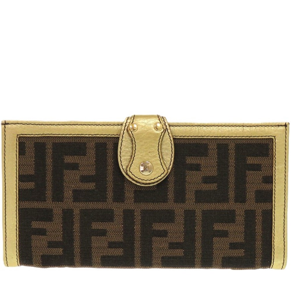 新品同様 ズッカ Wホック AG20193 長財布 キャンバス/レザー ブラウン 0813【中古】 レディース