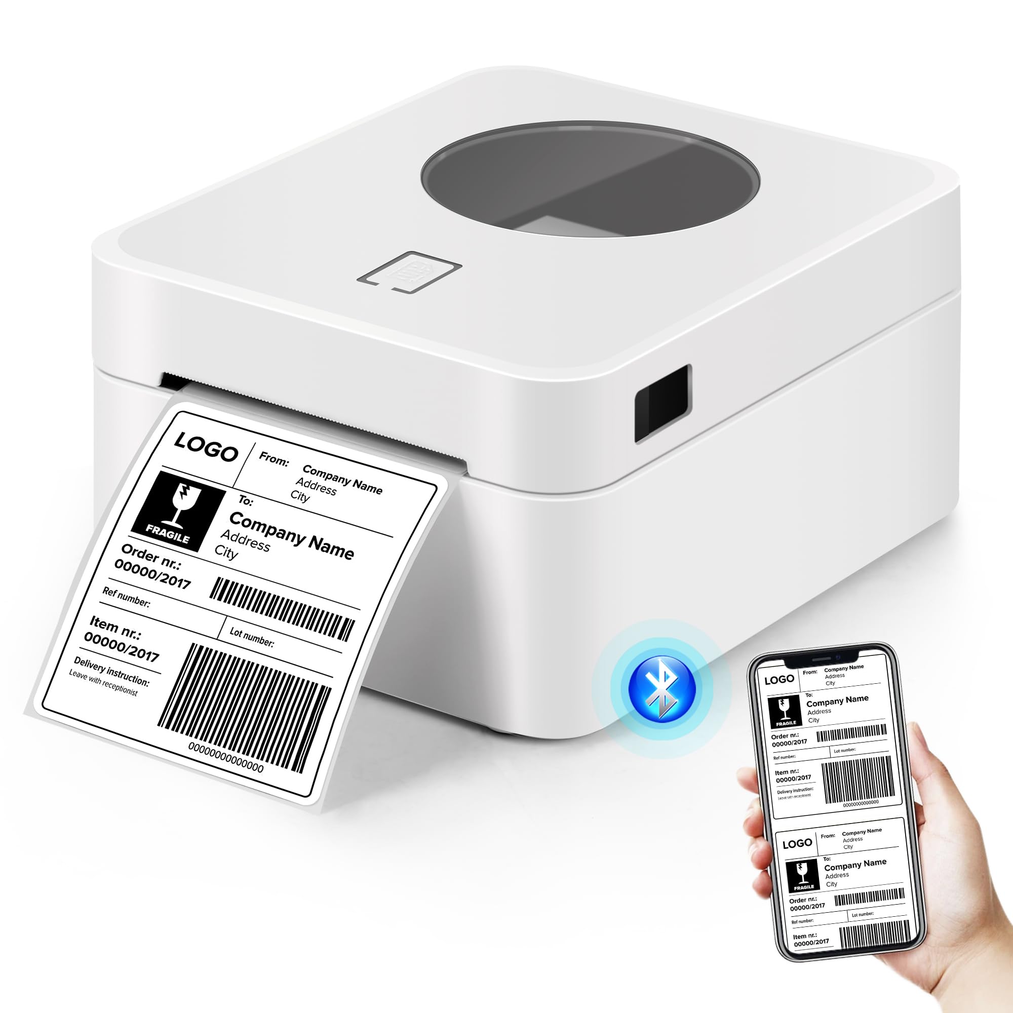 感熱ラベルプリンター スマホ対応・PC対応 ラベルライター 宛名ラベルプリンター ミニプリンター 値札プリンター 業務用プリンター A6サイズ適用 Bluetooth USB 対応 ラベルプリンター