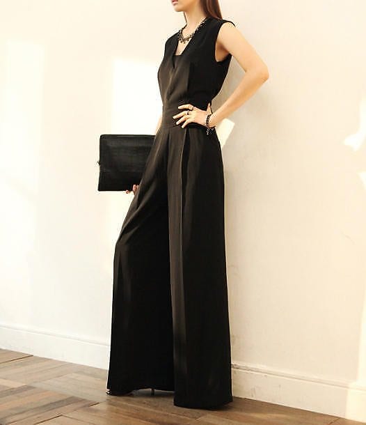 韓国 ファッション 大きいサイズ パンツドレス オールインワン ワイドパンツ ロングドレス ロング丈