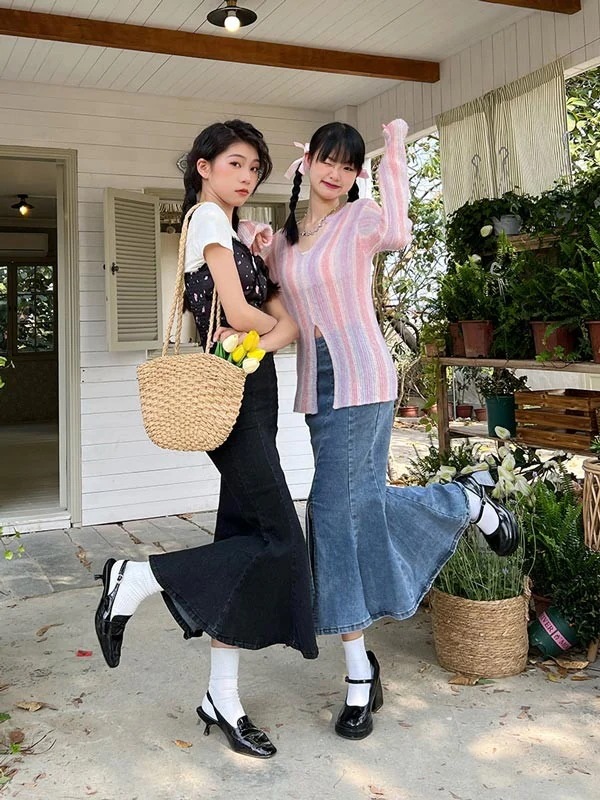 スカートロングスカートデニムスカート タイトスカート 可愛い ストレッチ マーメイドスカート ハイウエスト 大人 カジュアル ロングスカート ロング丈 セクシー ロング丈デニムスカート フレア 無地