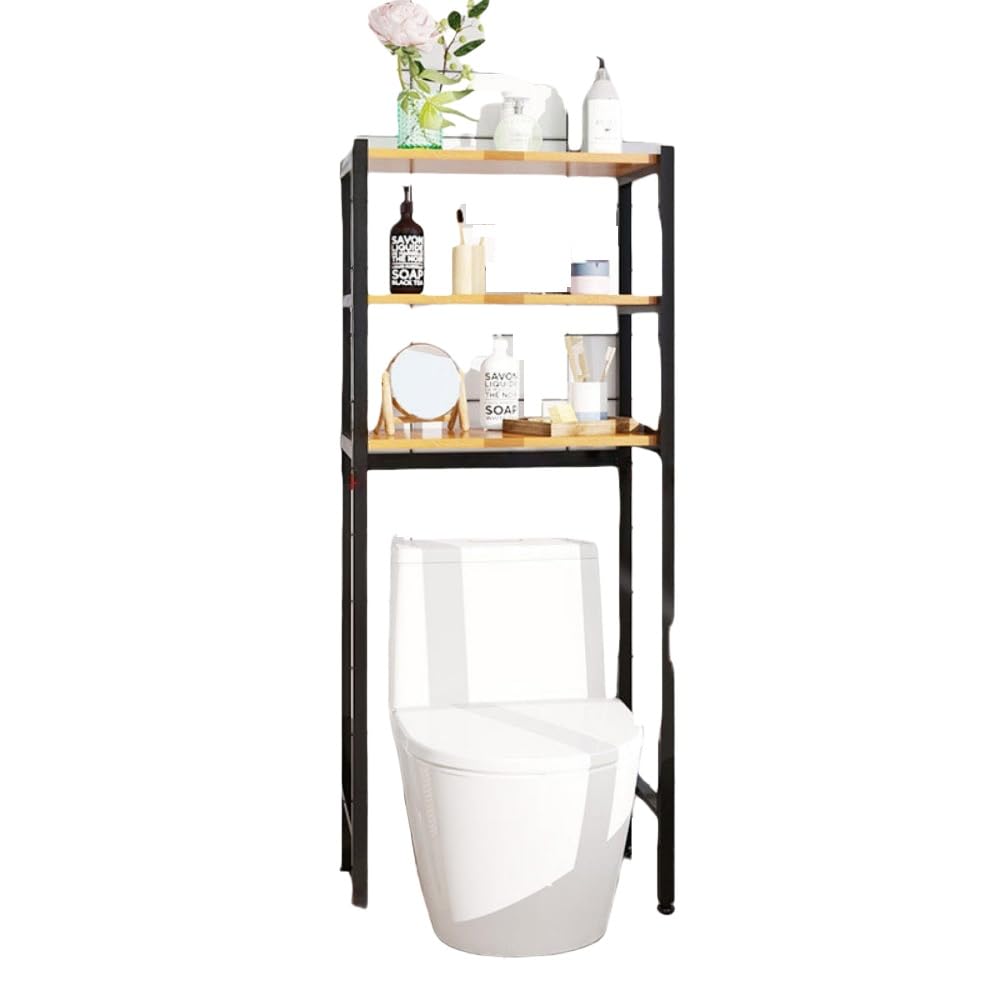 Askifozトイレ収納ラックトイレラック トイレ棚 多機能 サニタリー オープン すき間 整理棚 洗濯機小物収納 組み立て簡単 (ブラック 3段トイレラック) [並行輸入品]