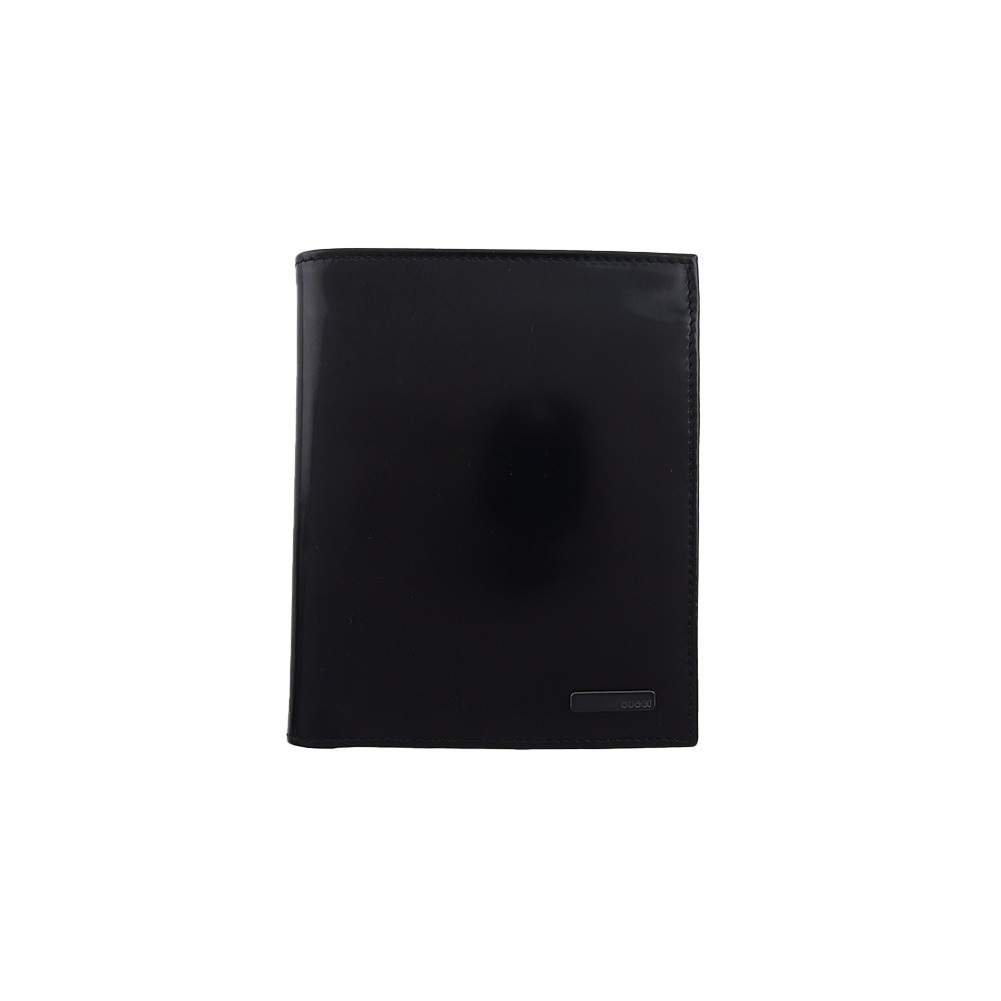 二つ折り財布 ロゴプレート ブラック レディース 中古